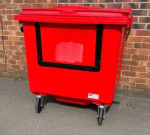 1100 Litre Red Plastic Drop Front Bin